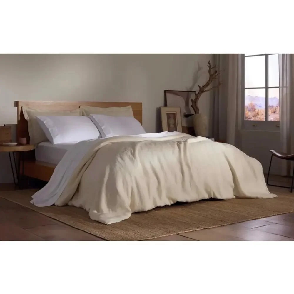 Cozy Earth Linen Duvet Cover King + Matching Shams Natural (flawed see details)